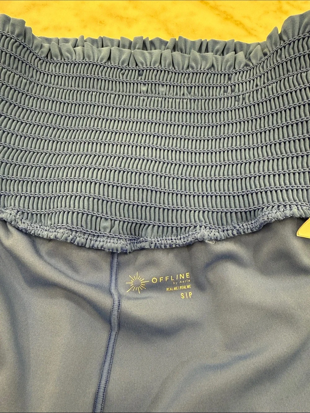 Aerie Offline Smocked Waist Flutter Shorts - Blue - Picture 3 of 3